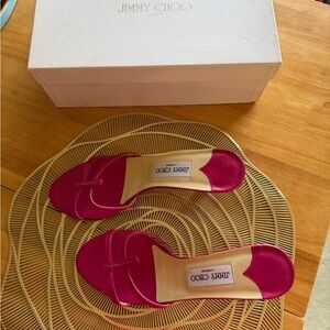 Jimmy Choo Pink Leather Mule Kitten Heels Size 39 (US 9) Berry Capretto